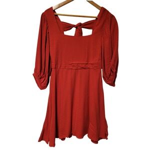 Red Puff Sleeve Mini Dress Womens Milkmaid Valentines Day Party‎ Holiday Size S